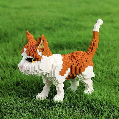 Knew Built Quatro estilos de micropartículas expressivas de blocos de montar de mini-gatos, modelos de laranja e vaca, os favoritos dos entusiastas de animais de estimação
