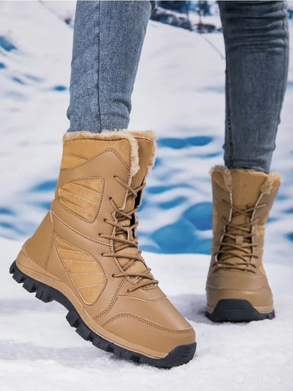 Winter Women's Snow Boots High Top Hiking Boots for Women Winter Outdoor Walking Sneakers Waterproof Plush Warm Platform Boots
