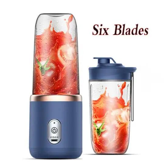 Liquidificadores Portáteis de Suco de Frutas Mini Garrafa Elétrica Pessoal de Verão para Casa USB 6 Lâminas Copo Espremedor Máquina para Cozinha