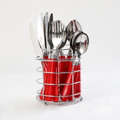 Conjunto de Talheres de Aço Inoxidável de 16 Peças com Cesto de Arame para 4 Pessoas Garfos Facas Colheres Colheres de Chá Próprio para Lava-Louças Ideal para Receber