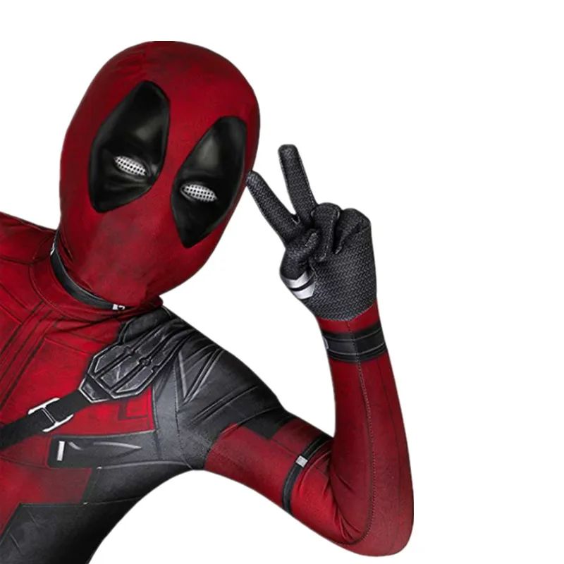 Adult Kids Deadpool Cosplay Costume Bodysuit Outfits Superhero Jumpsuit Boys Movie Character Dress Up Mask Costumes With Swords