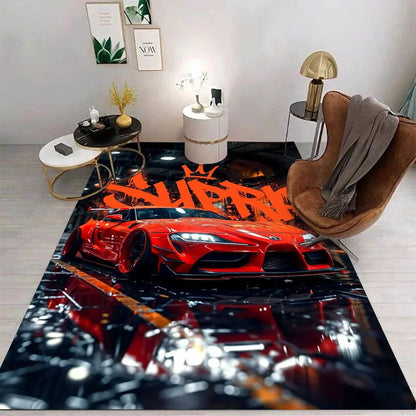 Miata Supra Car E36 Super Car Carpet for Living Room Decor Bedroom Soft Rugs Doormat Child Play Area Rug Nonslip Mat Kid Gift