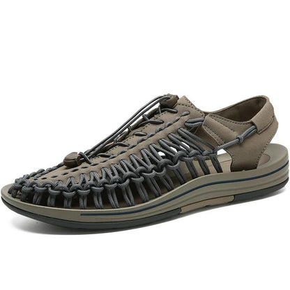 Summer Men Sandals Women Slippers Weaving Design Beach Sandals Breathable Casual Flat Sandals Outdoor Couples Sandals Size 48