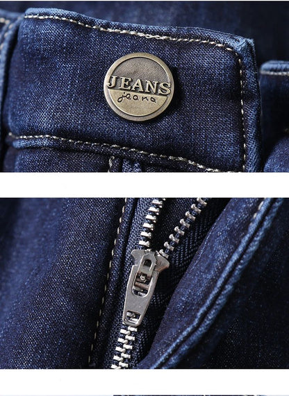 Calça Jeans Masculina de Lã Aveludada, Inverno, Forrada com Lã Grossa, Casual de Negócios, Reta, Jeans, Macia, Confortável, Térmica, Elástica, Calças Masculinas