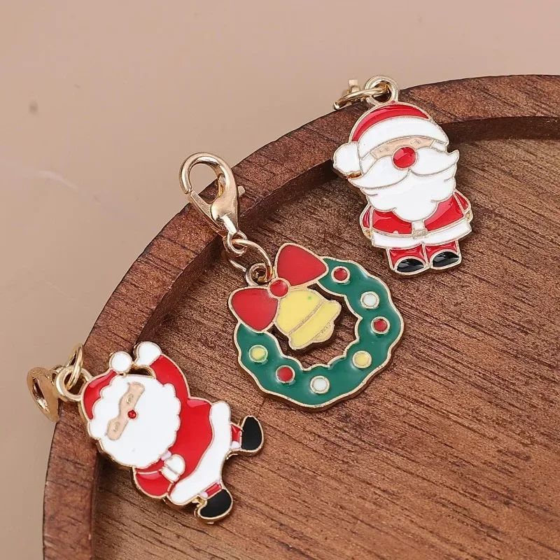 100/2Pcs Mixed Christmas Theme Keychains Clip-on Pendant Xmas DIY Making Pendants Necklaces Earrings Bracelets Handmade Jewelry