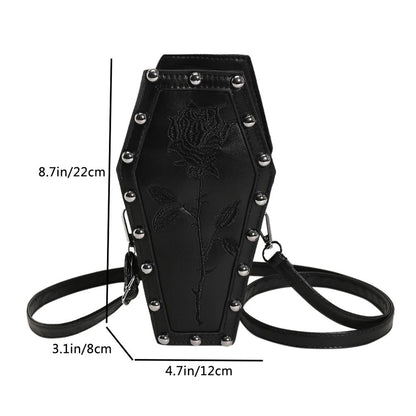 Women Fashion Shoulder Bag Large Capacity Coffin Shaped Casual Satchel Bag Adjustable Strap Spider Web PU Leather Chic Hobo Bag