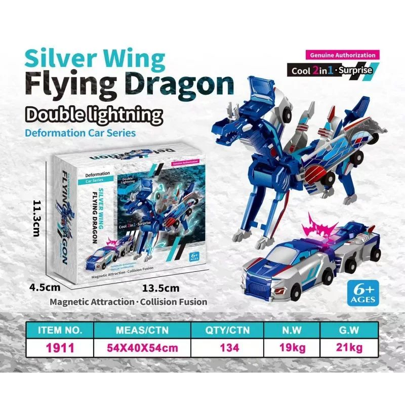 Carro-Dinossauro Transformável Magnético: Um brinquedo divertido que se transforma de carro em vários dinossauros, proporcionando uma brincadeira cativante
