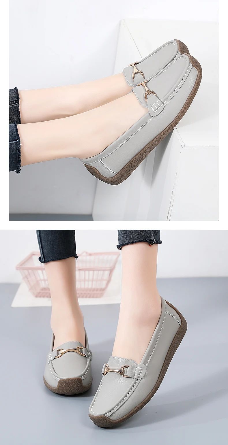 Vulcanize Women Shoes Flats Leather Moccasins Sneakers Designer Shoes for Women Slip-on Loafers Female Boat Shoes Big Size 43