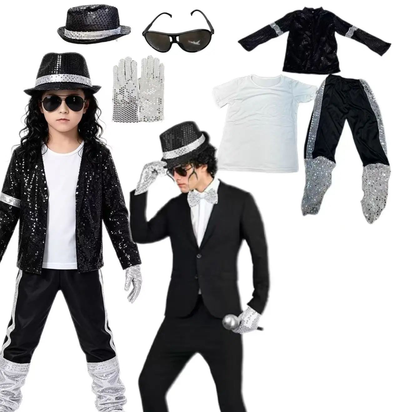 80s 90s Hip Hop Michael Jackson 5 Costume Boys Superstar Singer Outfit Halloween Carnival Stage Dance Cosplay Party Wear