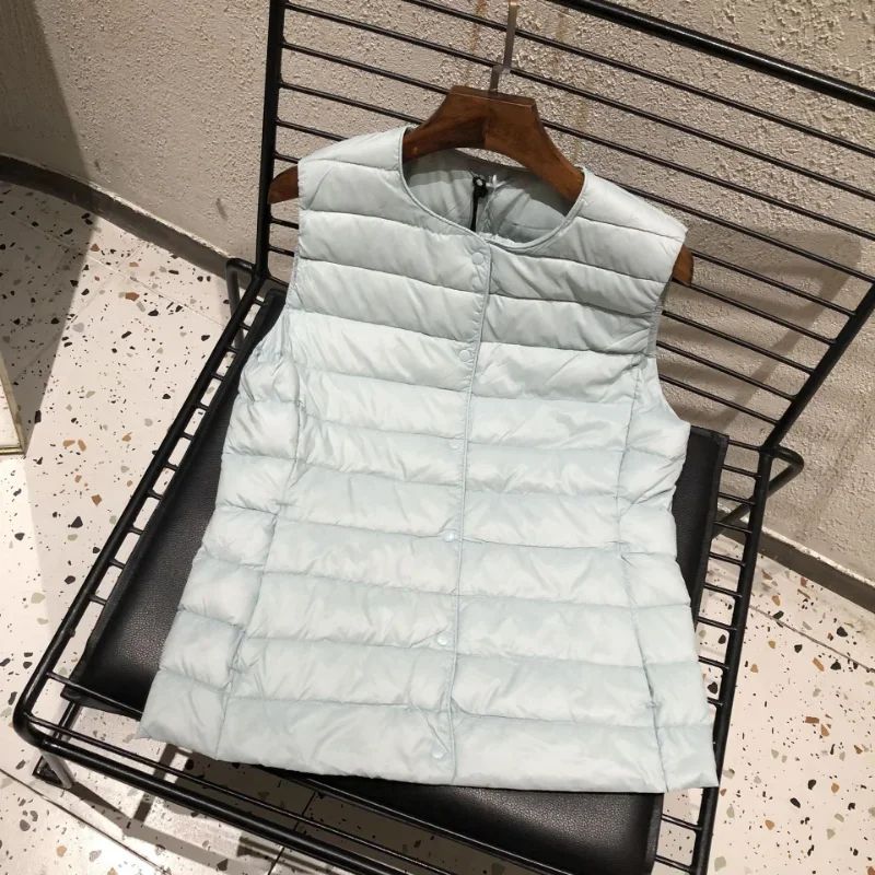 2025 New Women Sleeveless Puffer Jacket Spring Winter Female 90% White Duck Down Ultra Lightweight Packable Warm Down Liner Vest