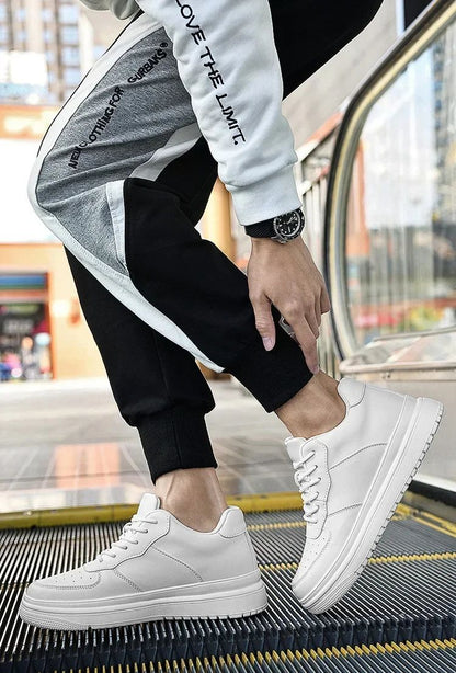 PDEP Tênis Masculino Aumento de Altura 10cm Invisível Elevador Branco Couro Esportivo Zapatillas De Hombre Tamanho Grande 46