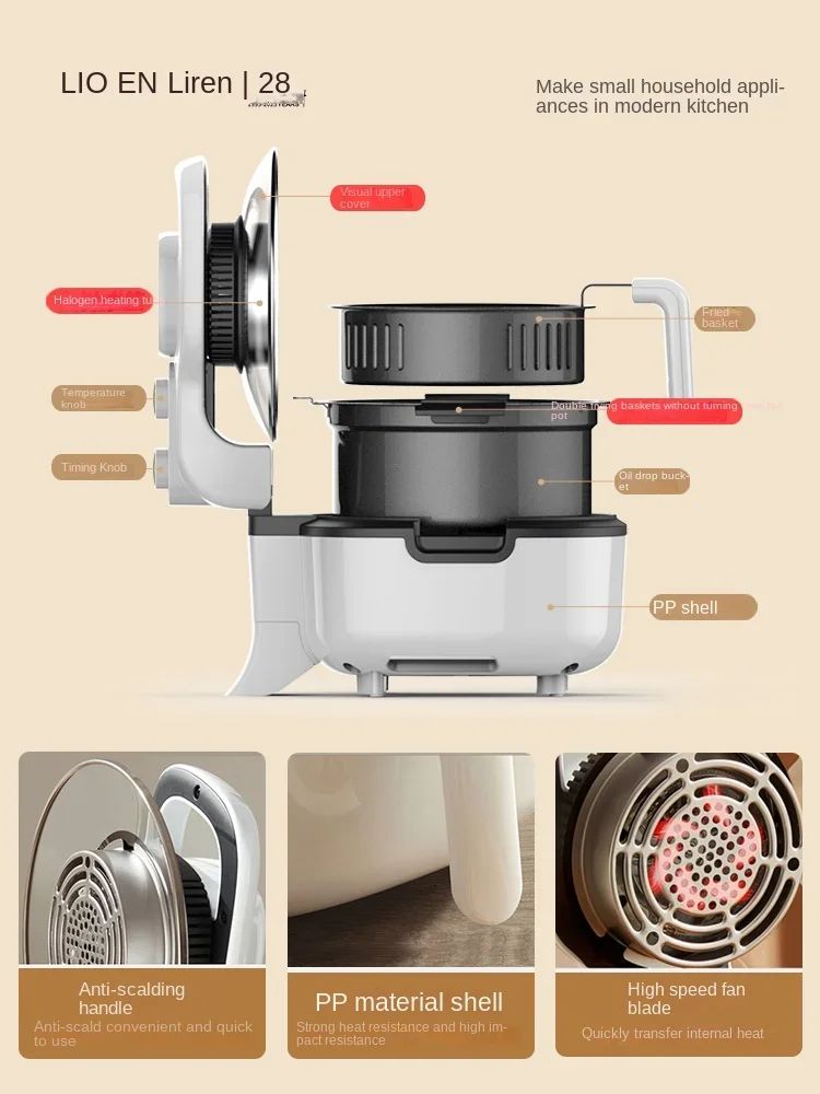 Flip-free air fryer double-layer fryer household large-capacity electric fryer fully automatic French fries machine