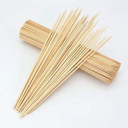 90pcs Bamboo Stick Food Grade Bamboo Skewer Sticks Disposable Natural Wood Long Stick For Barbecue Fruit BBQ Tools 15/20/25/30cm