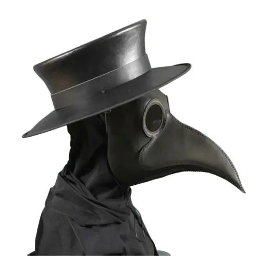 New Funny Medieval Steampunk Plague Doctor Bird Mask Latex Punk Cosplay Masks Beak Adult Halloween Event Cosplay Props Black