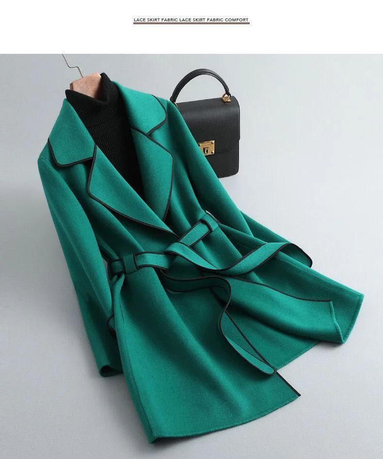 Double-Sided Woolen Coat Winter New Style Korean Version Cashmere Women's Mid-Length Fashionable Woolen Jacket Outerwear