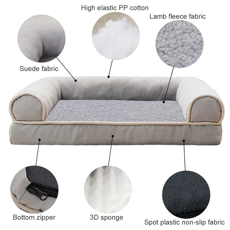 Cama para Cães de Inverno Sofá Cama Pet Profunda Espuma de Memória Filhote de Cachorro Pelúcia Macia Cama Confortável Média Grande Quadrada Tapete Grosso Quente Canil