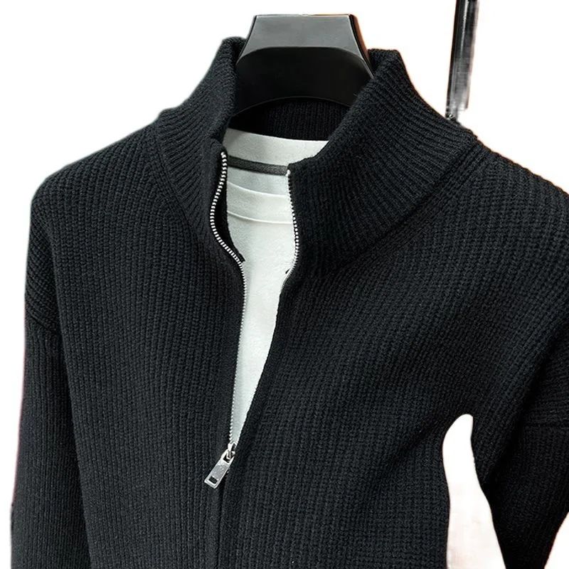 Men's Casual Cardigan Sweater Loose-Fit Vintage Style Zippered Knitted Top For Spring And Autumn Outerwear Idle Style