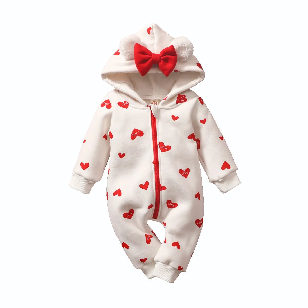 Newborn Baby Romper Love Printed Clothes Hooded Children Girl 0-1 Years Autumn Spring Infant Boy Jumpsuit Outfits 3 6 Months