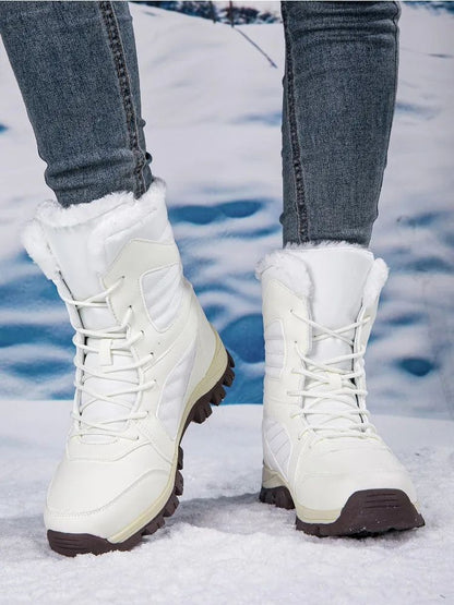 Winter Women's Snow Boots High Top Hiking Boots for Women Winter Outdoor Walking Sneakers Waterproof Plush Warm Platform Boots