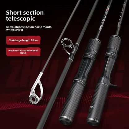 Vara de pesca curta portátil de micro haste de 28 cm, haste branca, com carretel de pesca telescópico ejetor, material de pesca