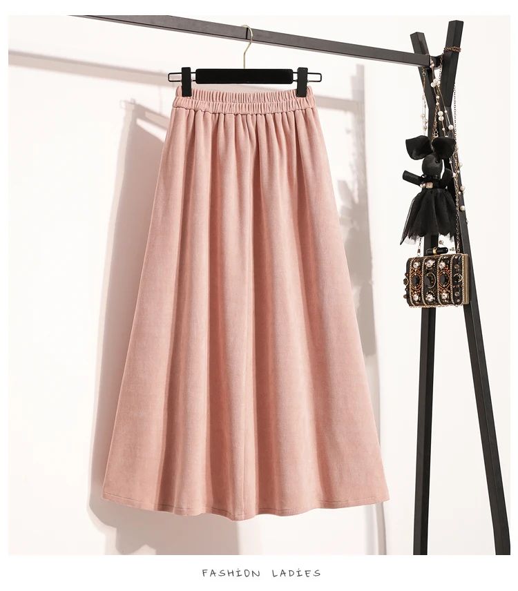 2025 Plus Size Pleated Skirts Solid Versatile Medium Length Skirt A-Line Maxi Gown Cover Autumn Winter New Half-length Skirt