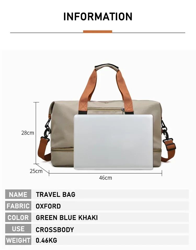 Fashion Travel Bags For Women Large Capacity Men's Sports bag Waterproof Weekend Sac Voyage Female Messenger Bag Dry And Wet