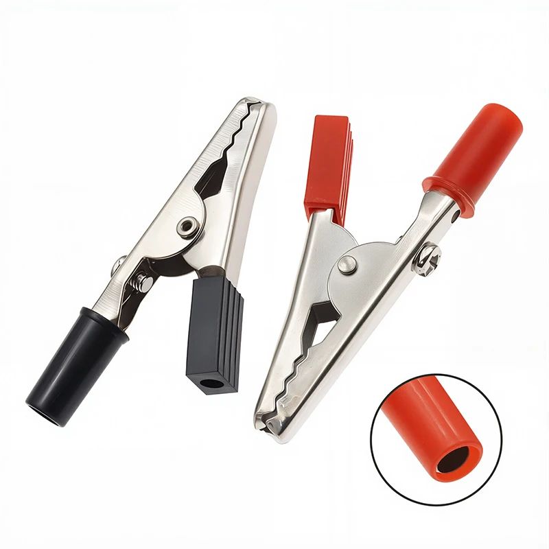 Electrician Wire Clips Insulated Crocodile Clip Plastic Handle Cable Lead Test Charging Clamp Metal Crocodile Clamp 53mm 20 Pcs