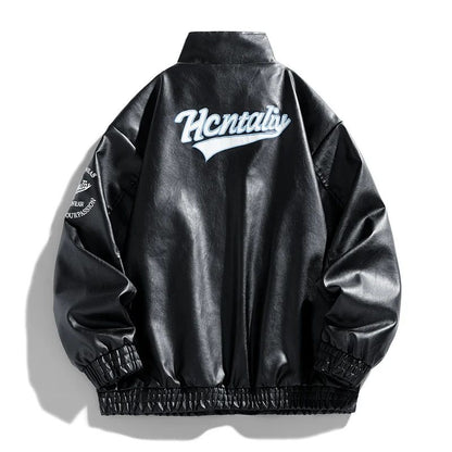 2025 New Men's Leather Jacket Spring Autumn Men Motorcycle Leather High Quality Jacket Coat Male Stand Collar Windproof Overcoat