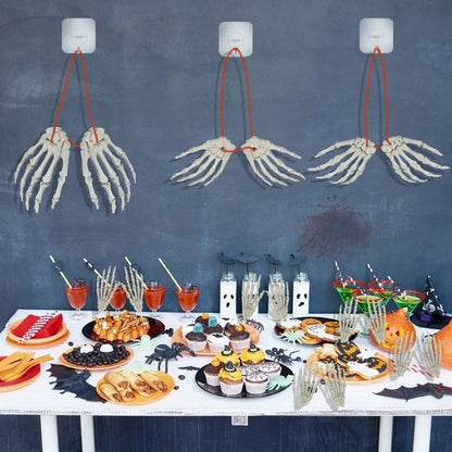 1 Pair Of Halloween Skeleton Hands Haunted House Bar Party Plastic Horror Props Dummy Hands Bones Halloween Scene Decor Supplies