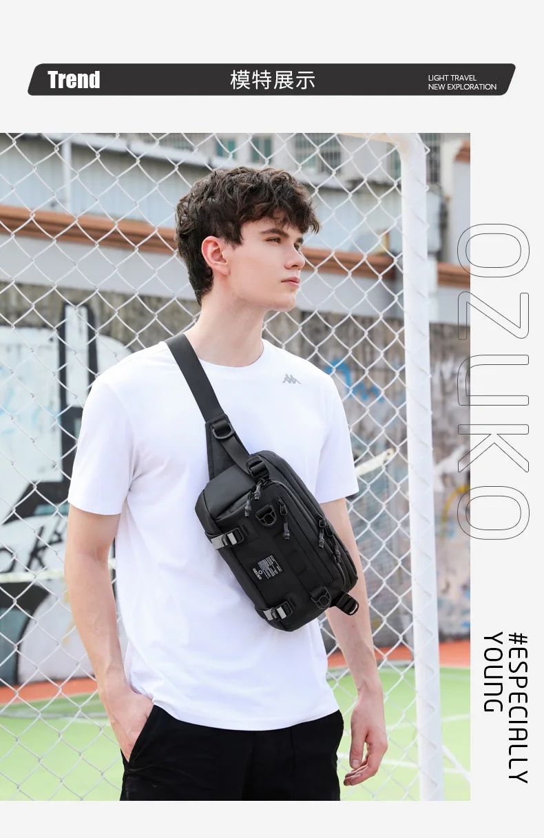 OZUKO  Tactical bag Fanny Pack Outdoor Sports Tactical  Multifunction Waterproof Male Chest Bag Mens Crossbody Bags