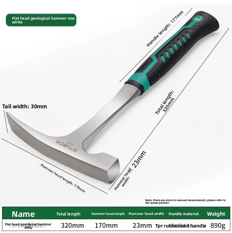 Damaly, Martelo Geológico Profissional, Martelo de Exploração, Martelo Integrado Pontiagudo Multifuncional, Martelo para Pedreiras/Mineração,