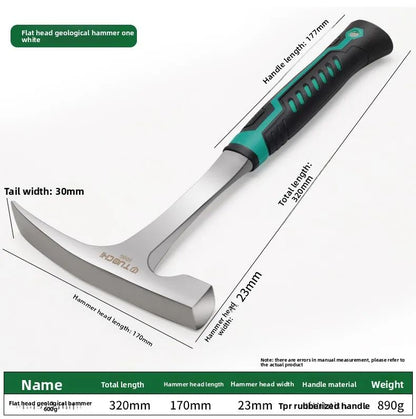 Damaly, Martelo Geológico Profissional, Martelo de Exploração, Martelo Integrado Pontiagudo Multifuncional, Martelo para Pedreiras/Mineração,