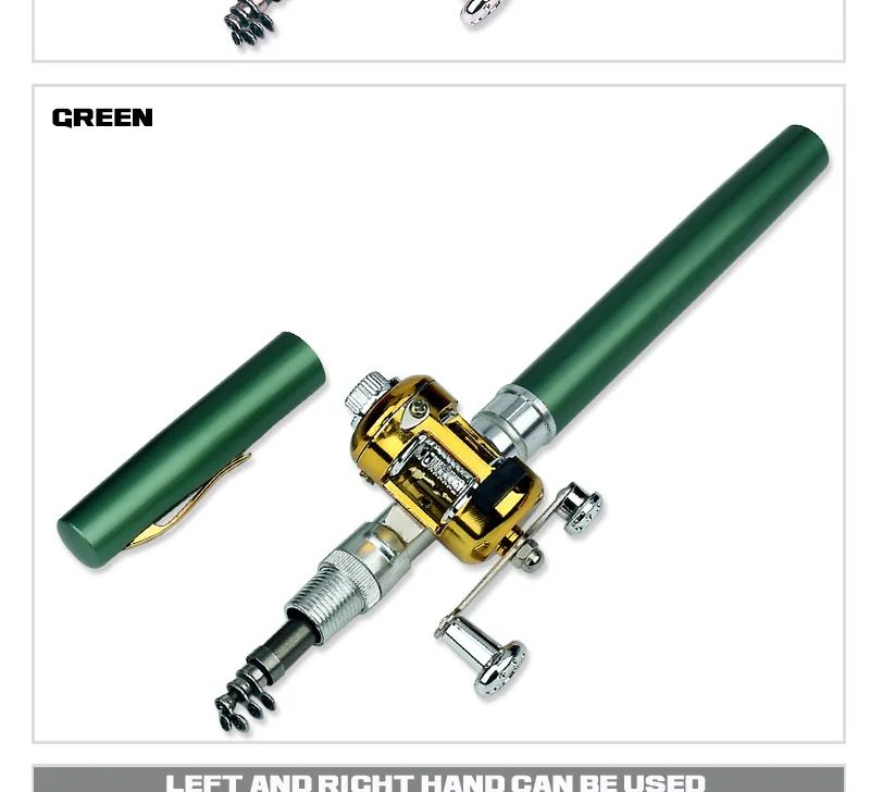 Fishing Rod Reel Combo Set Mini Telescopic Pocket Pen Fishing Rod Pole + Reel