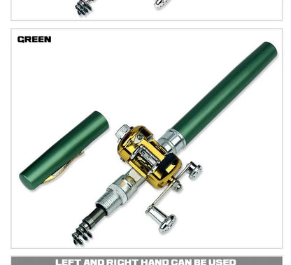 Fishing Rod Reel Combo Set Mini Telescopic Pocket Pen Fishing Rod Pole + Reel