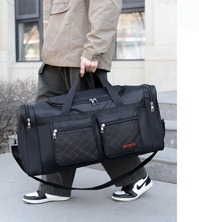 Men Nylon Travel Duffel Bag Large Capacity Handbag Portable Outdoor Carry Luggage Convenient Practical Male's Weekend Gym Bag