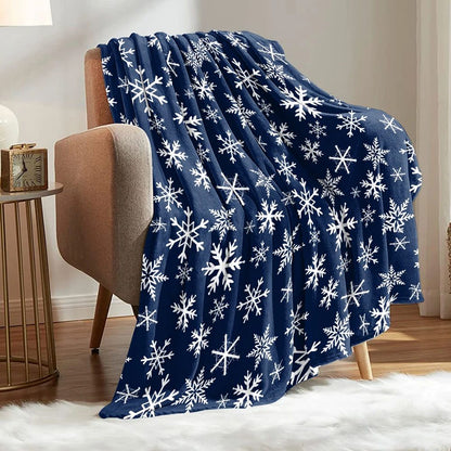 Manta de Floco de Neve Aconchegante de Natal, Cobertor Macio de Flanela para Inverno, Colcha Decorativa para Sofá, Cama, Presente de Férias Perfeito