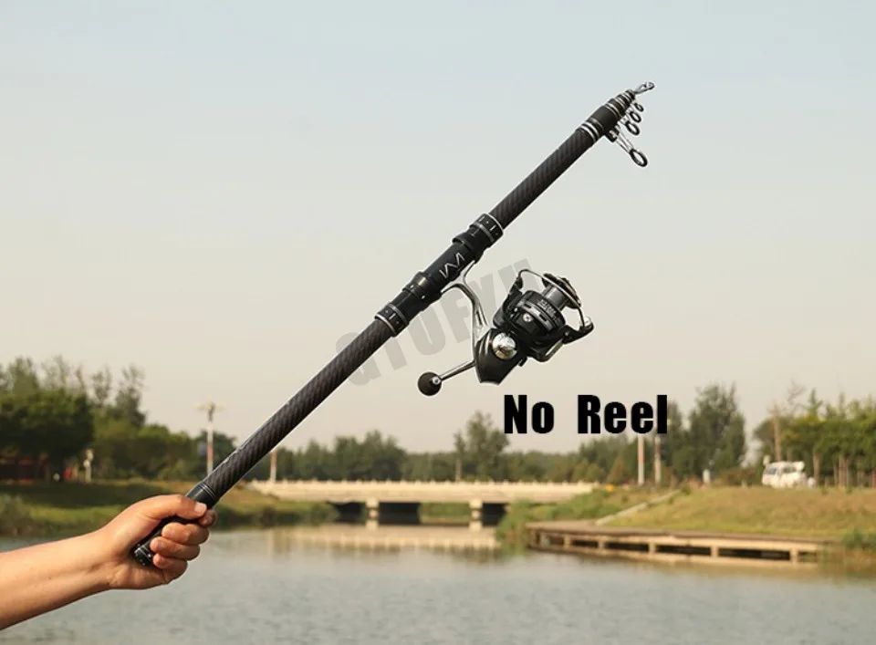 Cana de Pesca Telescópica de Carbono Portátil de 3,0M-4,5M, Vara de Pesca Giratória para Barco, Água Salgada, Água Doce, Surfcasting, Baitcasting