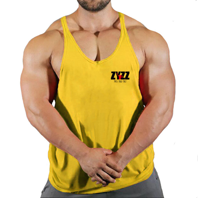 Gym Sleeveless Shirt Men Bodybuilding Tank Tops Fitness Workout Cotton Print Singlet Stringer Undershirt Male Casual Summer Vest