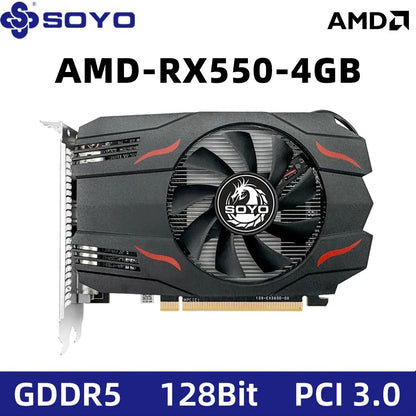 SOYO AMD Radeon RX550 4GB GPU GDDR5 14nm For Desktop PC Games Video RX560 Graphics Card 128bit  RX 550 Computer Components