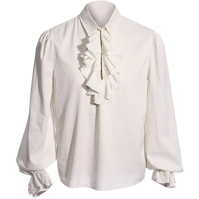 Vampire Renaissance Victorian Shirts for Men and Women  White Steampunk Ruffle Medieval Halloween Costume