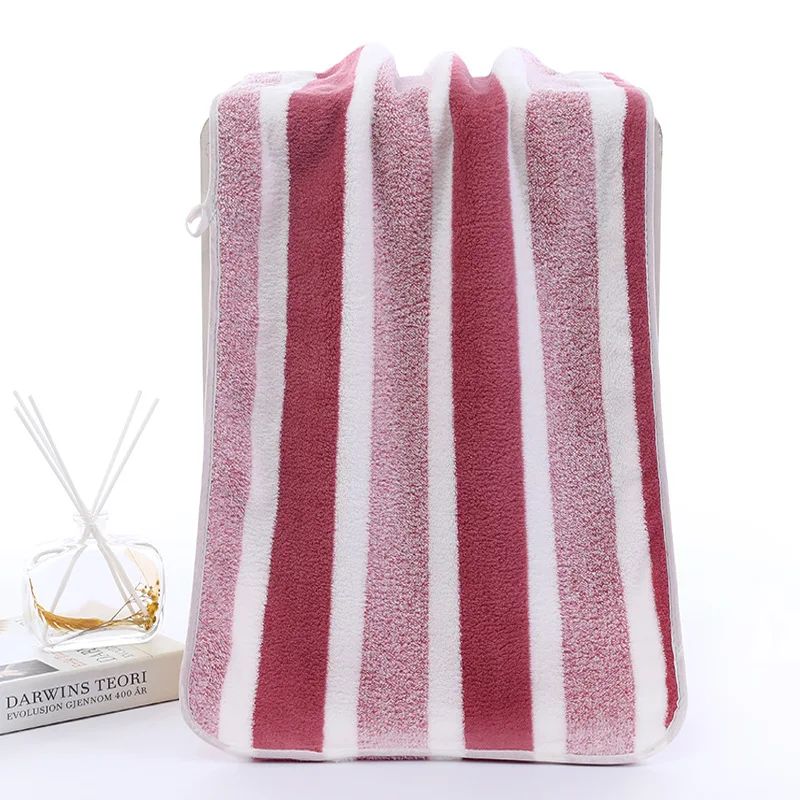 1 Set Striped Face Towel 35x75cm for Bathroom and Soft and Absorbent Quick-Drying Experience Microfiber Bath Towel 70x140cm