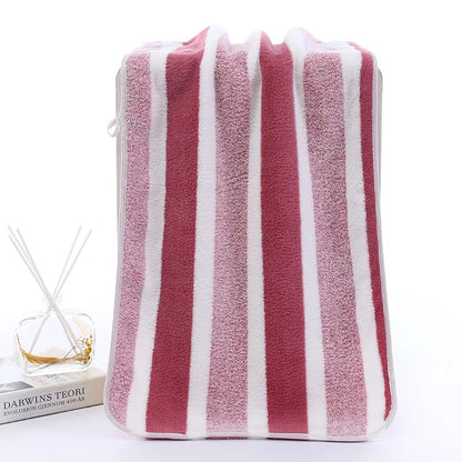 1 Set Striped Face Towel 35x75cm for Bathroom and Soft and Absorbent Quick-Drying Experience Microfiber Bath Towel 70x140cm