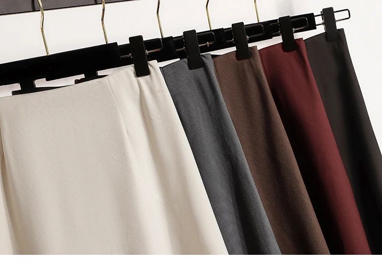 A-Line Mini Skirt High Waist Mid Length Skirts Women's Slimming Black Autumn Elastic Waist Design Solid Color Versatile Skirt