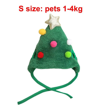 1Pcs Chapéu de Natal Engraçado para Cães, Babadores de Papai Noel para Animais de Estimação, Fantasia de Cosplay para Festa de Ano Novo, Boné de Filhote, Cachecol para Gatos Fofos, Acessórios de Roupa, Presente