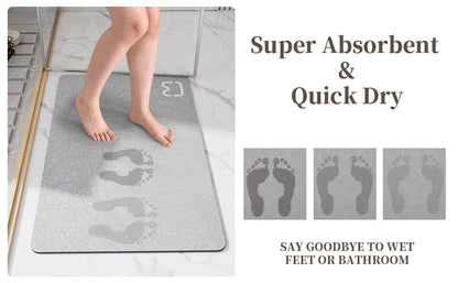 Tapete de Banho de Pedra Diatomácea Tapete de Banho de Terra Diatomácea Super Absorvente Antiderrapante 3,5MM de Espessura Tapete de Banho para Chão de Banheira