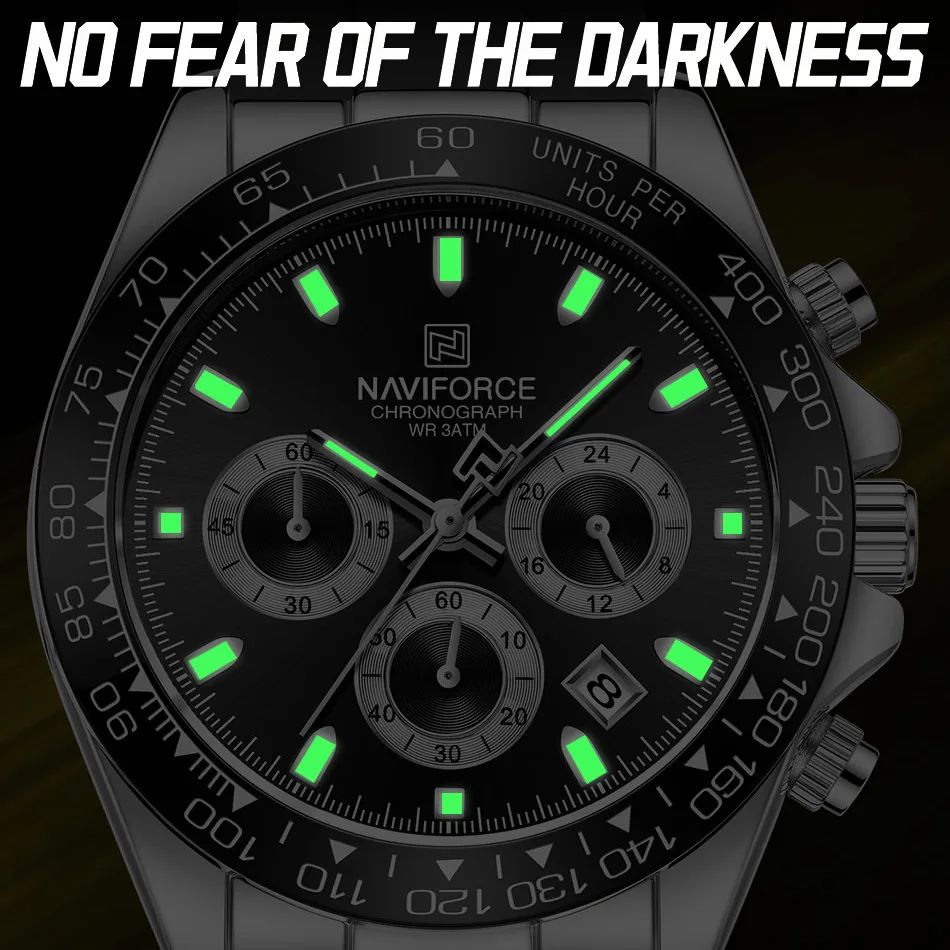 NAVIFORCE Brand NF8054 Men's Business Watches Luxury Classic Quartz Wristwatch Chronograph Silicone Band Waterproof
