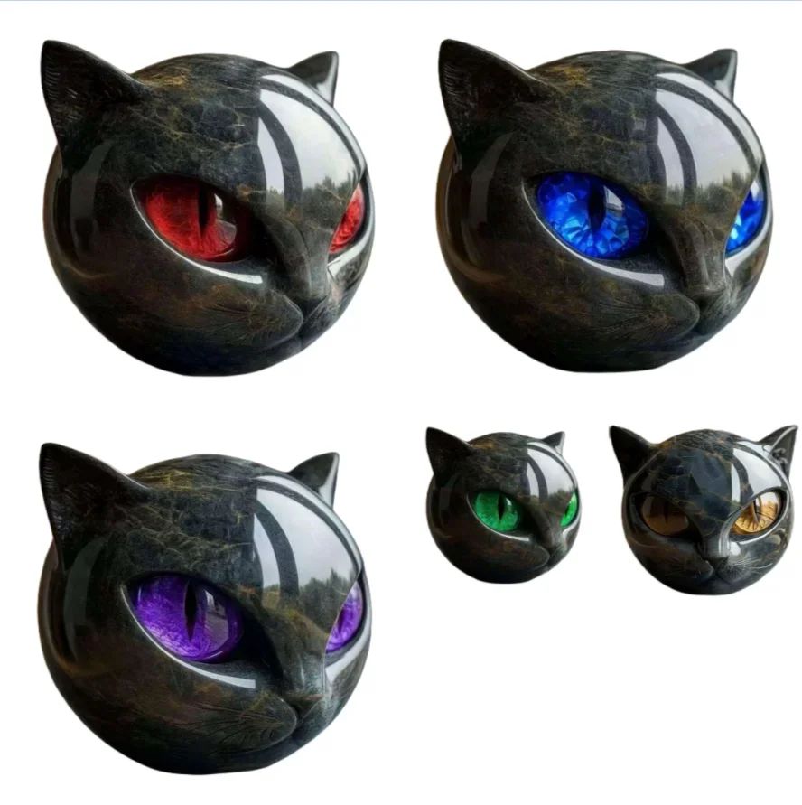 Exquisite Purple-Black Cat Stone Resin Sculpture A Meticulously Crafted,durable Decor Piece,perfect for Home or Office Display