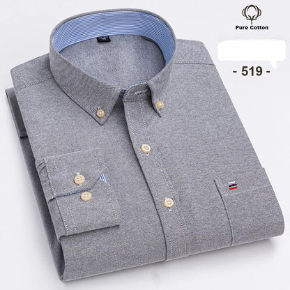 over size 7XL100%Cotton Oxford long-sleeve shirts for men slim fit formal plain shirt office white clothes elegant business tops