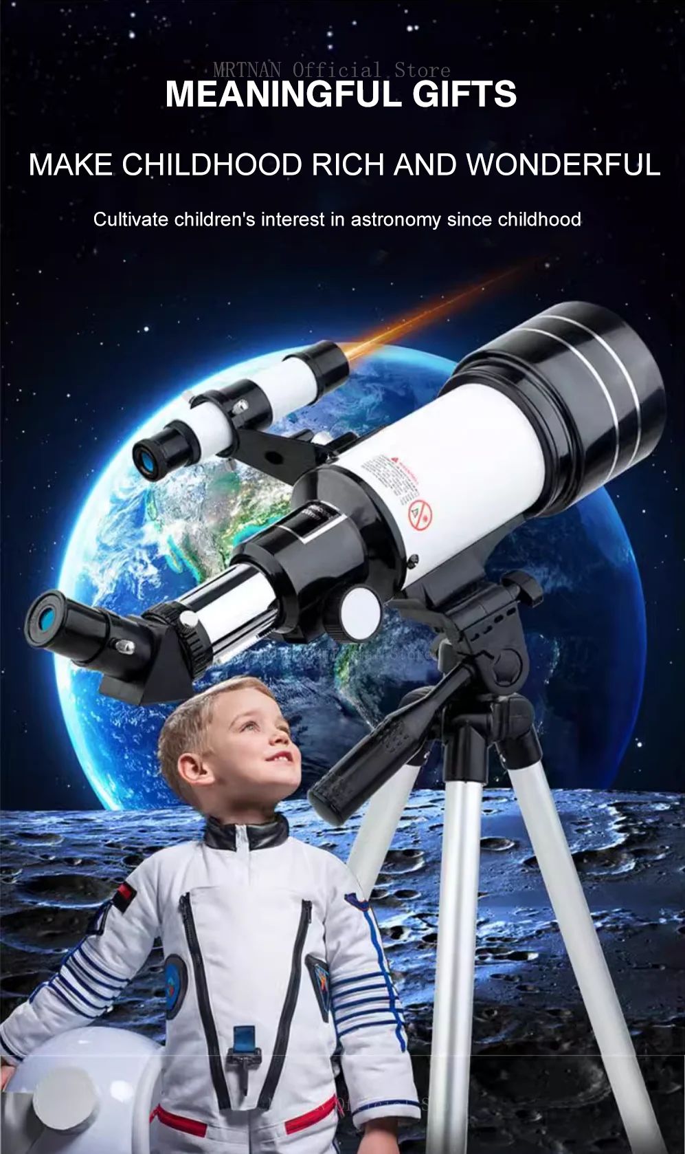 Telescópio Astronômico de Alta Definição e Alta Ampliação, Espelho de Busca de Estrelas Profissional, Suporte Longo com Suporte para Celular