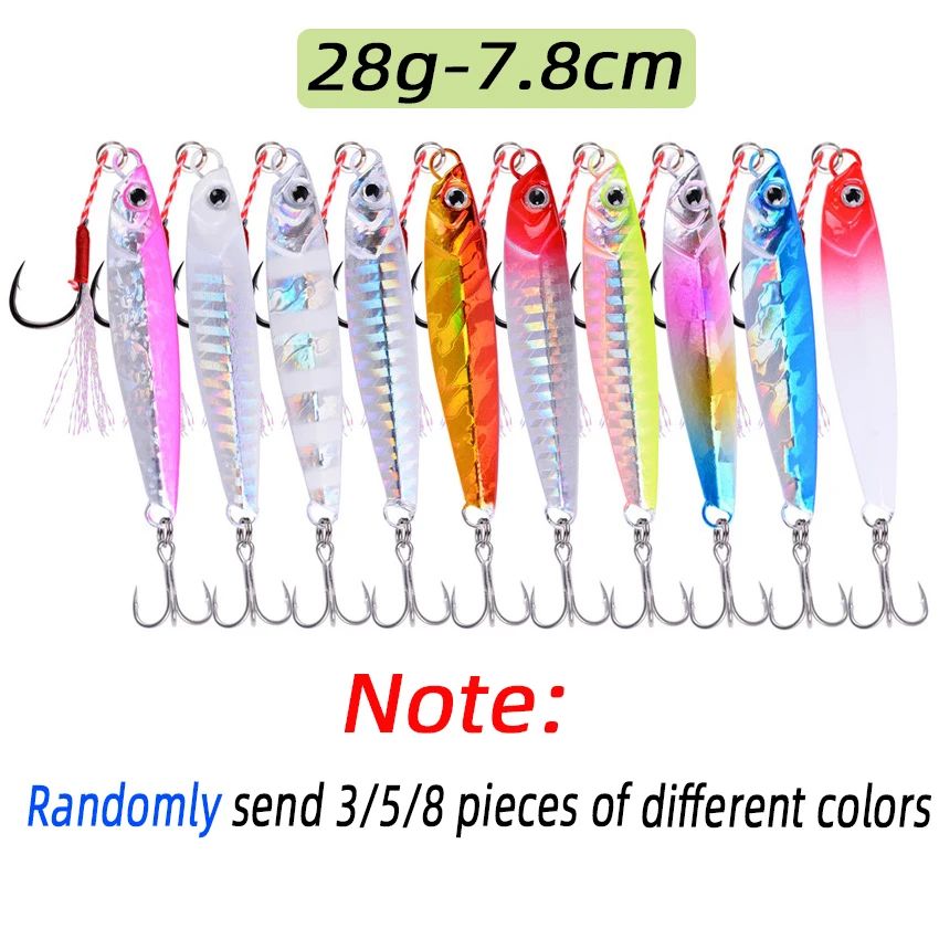 3/5/8 unidades de iscas de pesca de metal Jig Set 7g 10g 14g 21g 28g 40g Iscas de Jigging de arremesso em costa marítima Colher isca artificial de água salgada